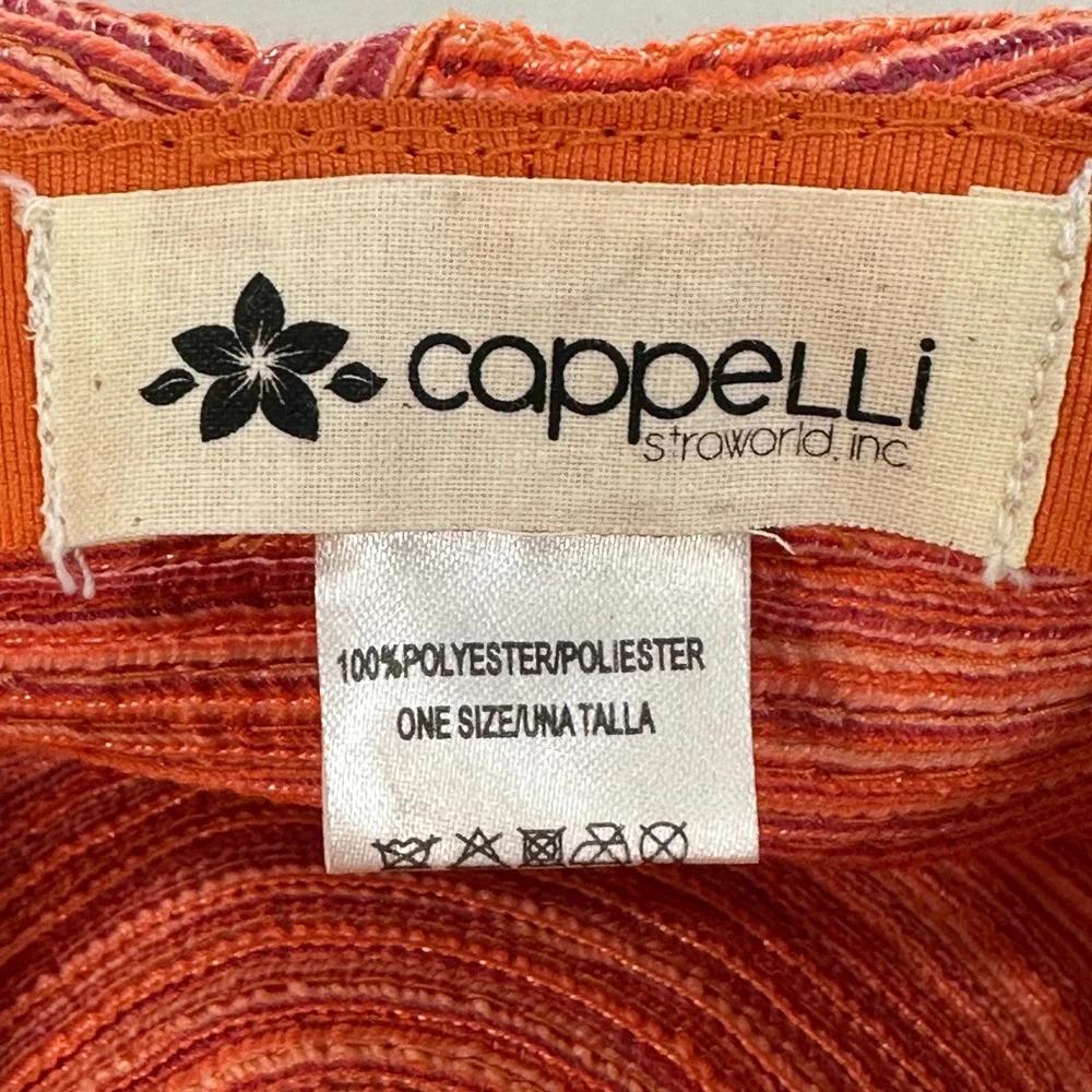 Cappelli Straworld Sun Hat Womens Coral Woven Seashell Beaded Wide Brim Beach